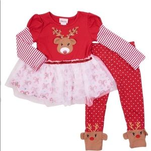 Toddler Girl Little Lass Reindeer 2pc. Set